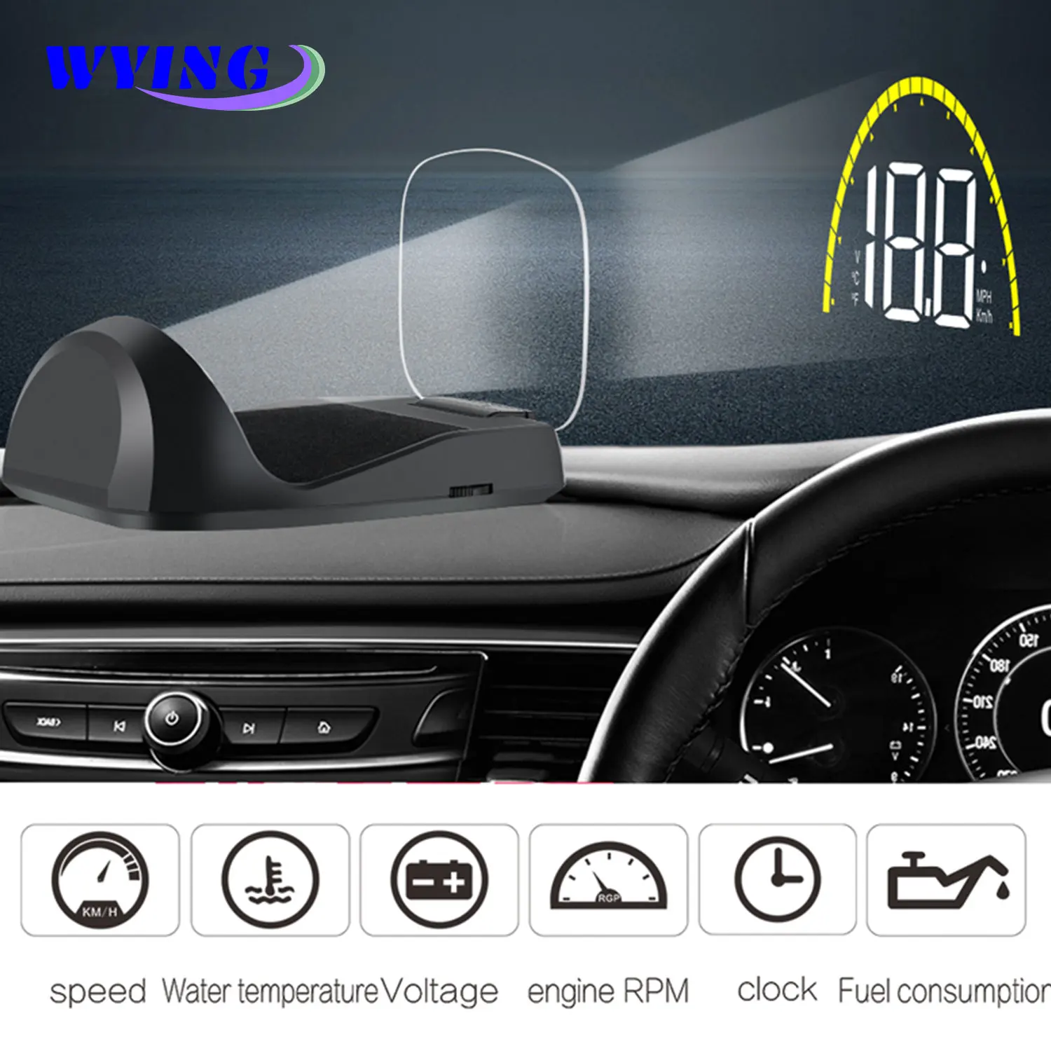 WYING Arrival C700 C700S OBD2 Car HUD OBD II HD Head-Up Speed Display Voltage Water Temperature Overspeed RPM Alarm For Car