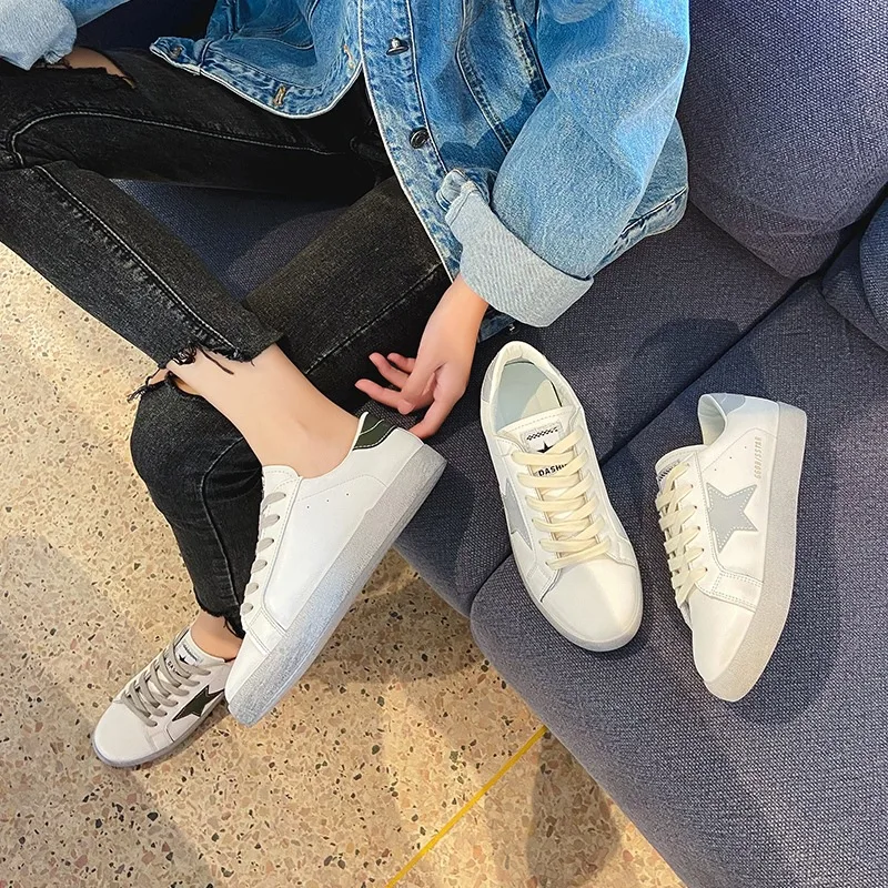 

2021 hot all-match women's shoes fashion dirty shoes female hollow starry sky shoes sports casual white shoes flat shoes