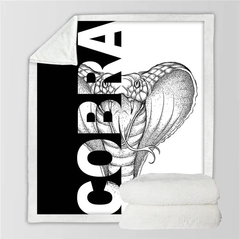 Cobra Постельные принадлежности, мягкое пушистое одеяло с изображением волка, Крутое покрывало с буквами, черно-белое Современное покрывало для кровати, покрывало с изображением Льва и кобры - Цвет: Cobra