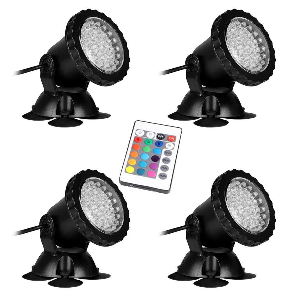 

4pcs Underwater Projector Spotlight LED Submersible Light Waterproof Spot Light for Garden Landscape Park Pool Pond Fish Tank (w