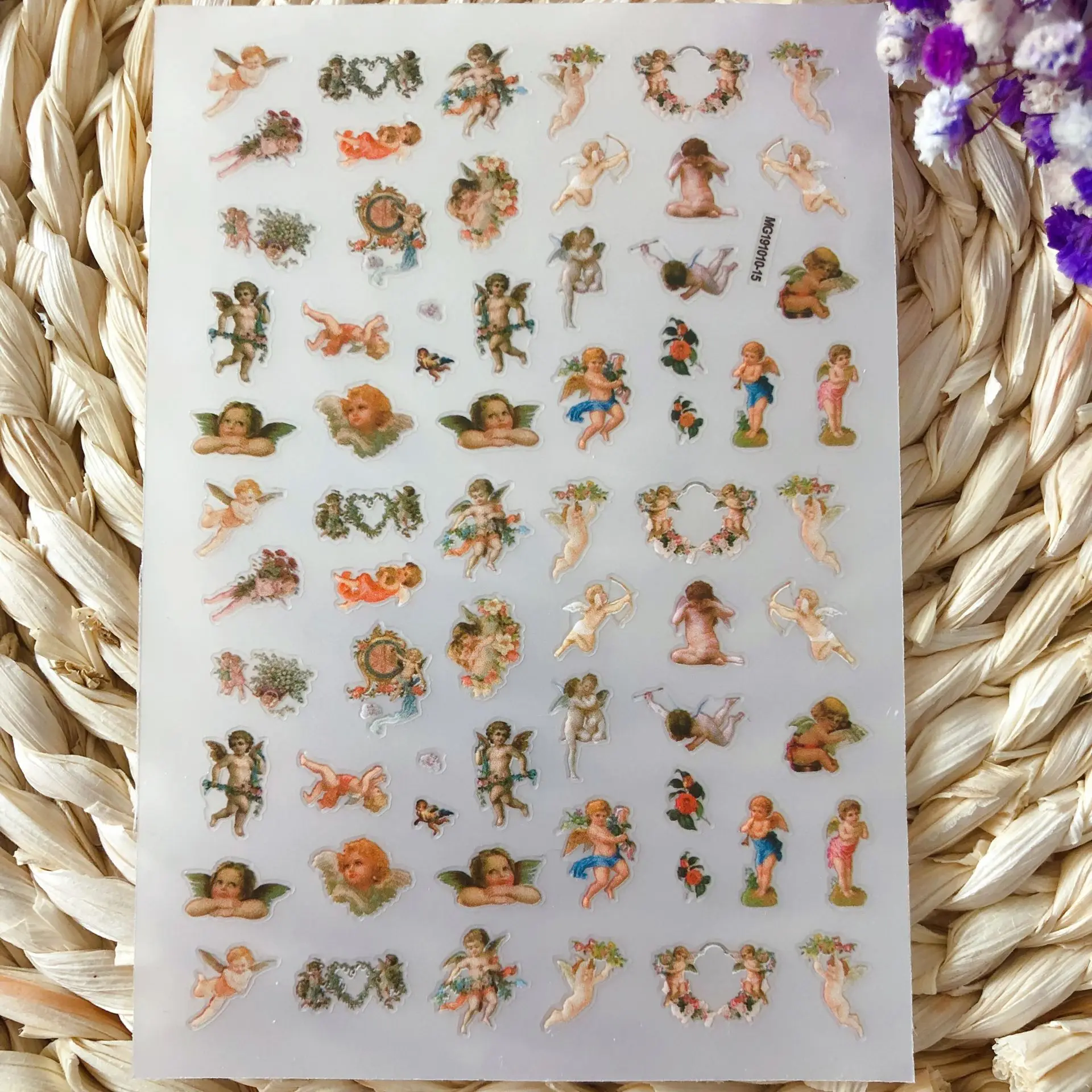 

1pcs 3D Angel Nail Stickers Slider Colorful Flower Cupid Design Self-Adhesive Transfer Decals Wrap Nail Art Decorations DIY Tips