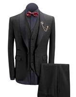 blackgreybrown mens suits 3 piece casual slim fit shawl lapel v neck tuxedo for wedding suits men 2019 blazervestpants