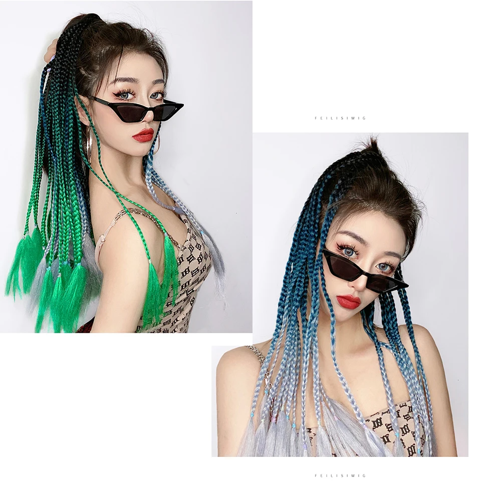

HOUYAN 60cm12 roots/bag hand-woven braids pink crocheted fabric synthetic braids hair extension African black braids black thick