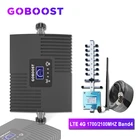 Усилитель сотового сигнала GOBOOST 4g LTE AWS, 1700 МГц, усилитель сигнала сотовой связи, комплект репитера для интернета, 4 полосы, 2100 МГц