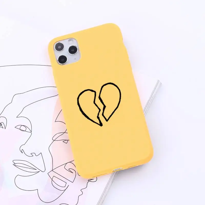 

Black cute Simple Lines Love Heart Phone Case Candy Color for iPhone 6 7 8 11 12 s mini pro X XS XR MAX Plus