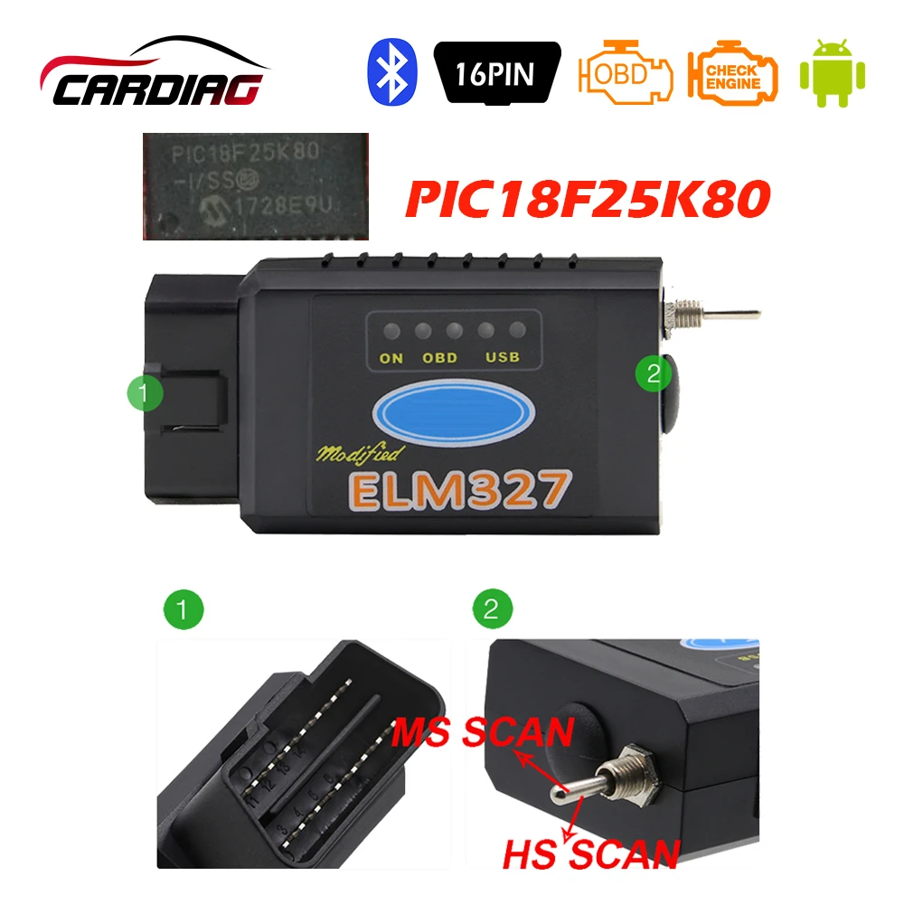 ELM 327 USB Bluetooth работает на Forscan для Ford HS CAN/MS CAN V1.5 автомобильный OBD2 диагностический инструмент ELM327 USB FTDI чип по желанию