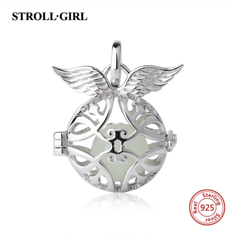 Аутентичные 925 стерлингового серебра Серьги Ангел растет Подвески бусины для