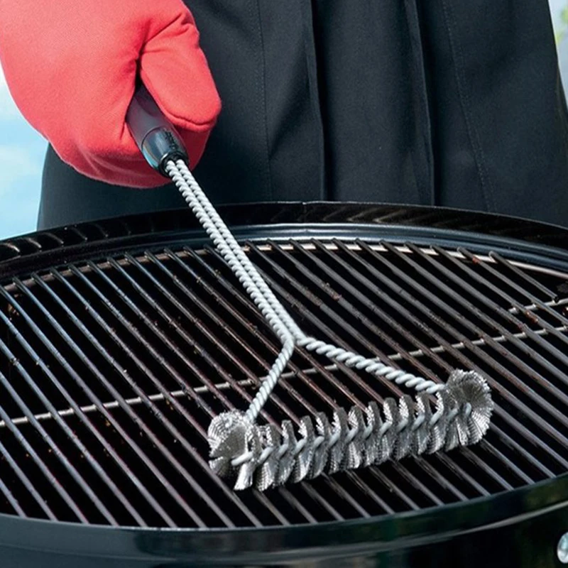 

Щетка для чистки Гриля и барбекю, аксессуары для чистки барбекю, инструмент с антипригарным покрытием, мощная щетина из нержавеющей стали, к...