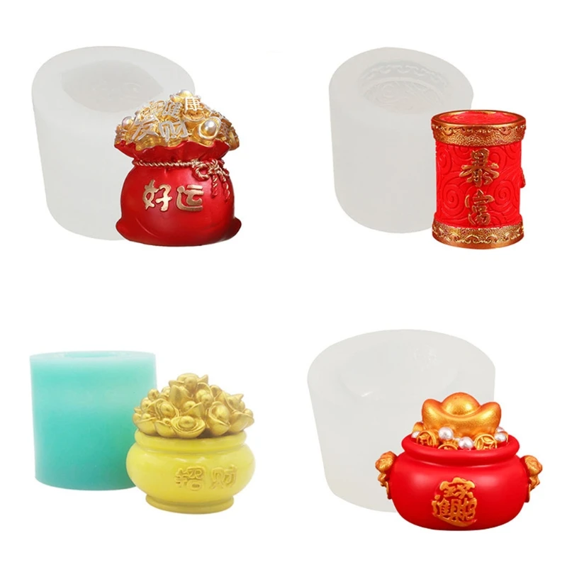

449C 3D New Year Silicone Candle Mold Homemade Soap Making Chocolate Mousse Cake Plaster Mould DIY Baking Tool