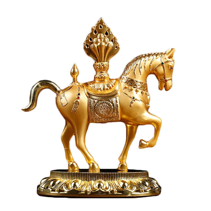 

Тантрическая статуэтка заветной лошади из металла золотого цвета