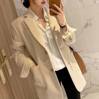 lady work suit coat ladies basic pocket outerwear women solid color single breasted casual blazers jackets office