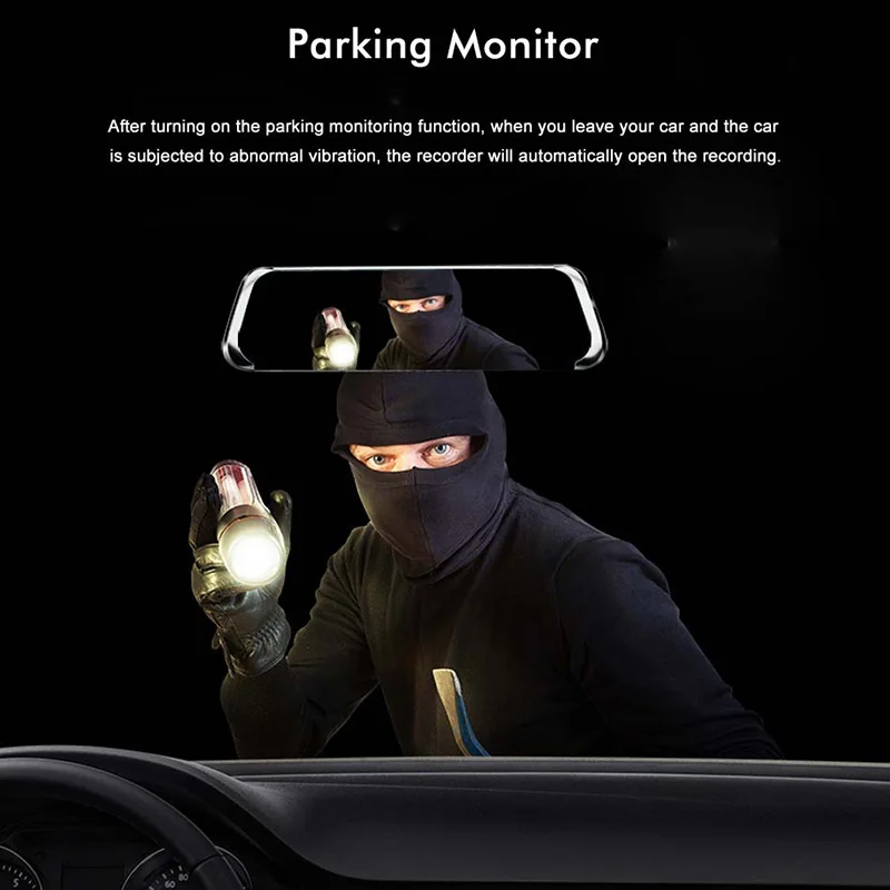 

10 Inch 1080P FHD Car Rearview Mirror DVR Camera Driving Recorder Support TF Card NJ88