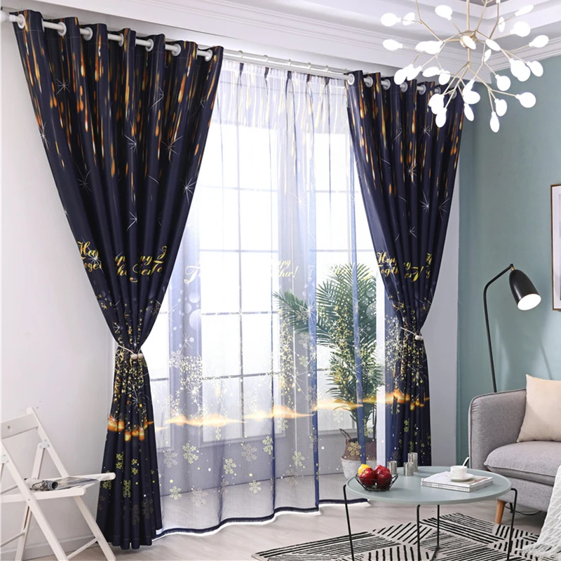 Занавески на окна для гостиной занавески Звездные огни принт тюль Фотошторы
