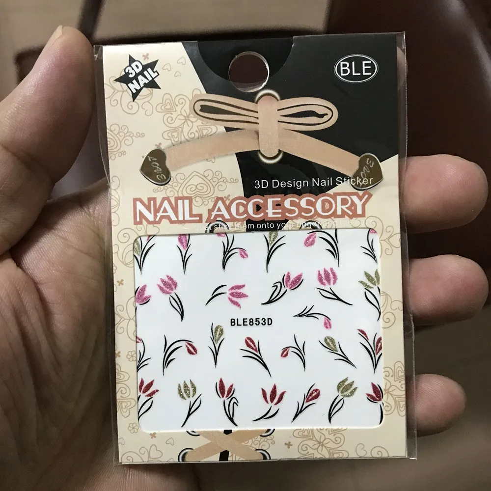 3D наклейки для ногтей все украшения слайдеры фиолетовый цветок клей дизайн