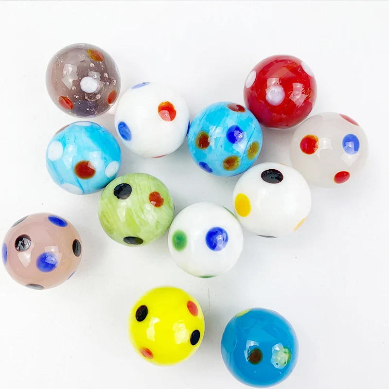 

12pcs 20mm Glass Ball Cream Console Game Pinball Machine Cattle Small Marbles Pat Toys Parent- Child Beads Bouncing Ball Sports