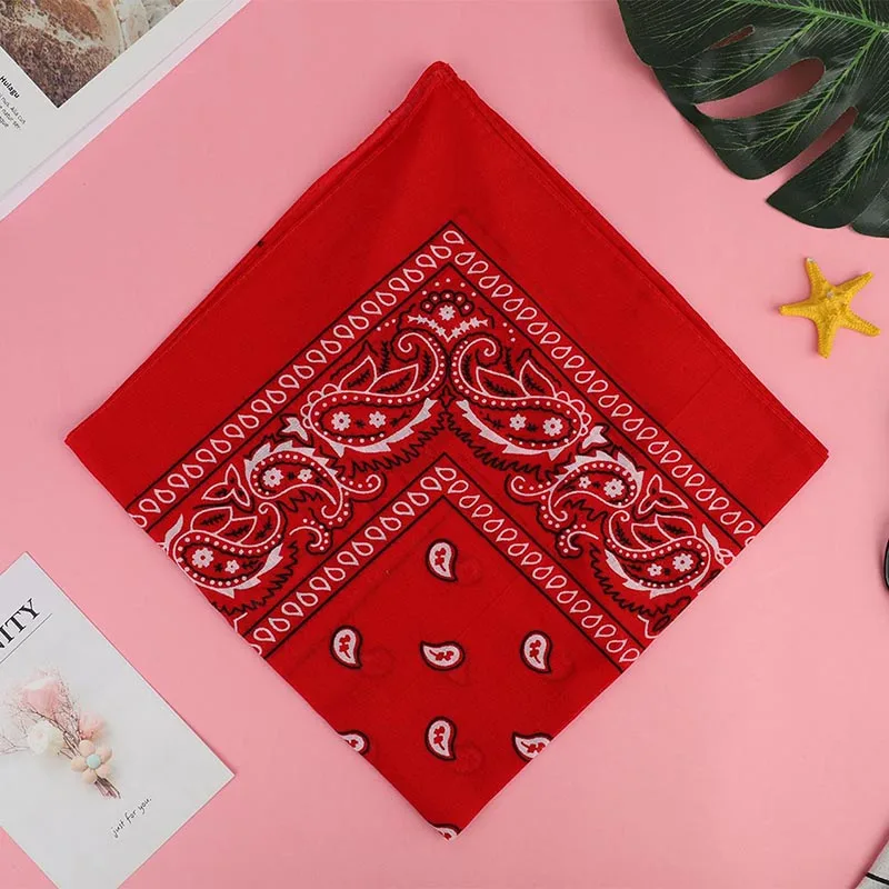 1892RD Outdoor Cool Activities Riding Collar Cute Women Print Bandana Scarf Square Head Scarf Female Motorcycle Headwear - Color: 1892RD
