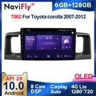 Автомобильное радио 6G + 128G QLED 4G Carplay Android 10 для Toyota Corolla E120 e120 BYD F3 2001-2011 Авторадио мультимедийная навигация GPS