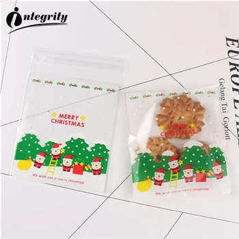 {D& P 100pcs 10X10+ 3 см Рождество печенья конфеты упаковки хлеба самоклеящаяся Пластик печенье закуски выпечка посылка милые сумки через плечо - Цвет: CUTE 28