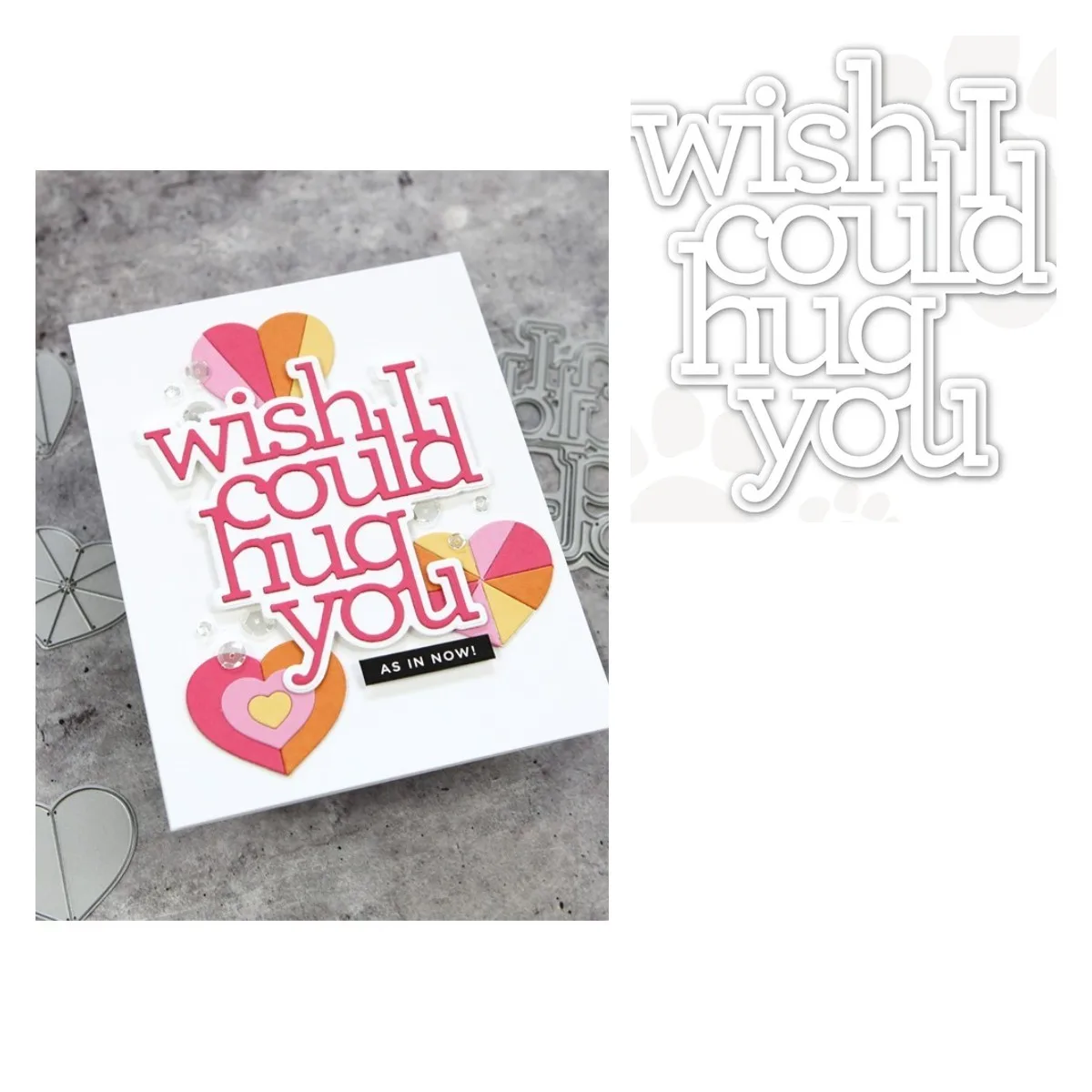 

WISH I COULD HUG YOU Metal Cutting Dies Scrapbook Diary Decoration Stencil Embossing Template DIY Greeting Card Handmade 2021