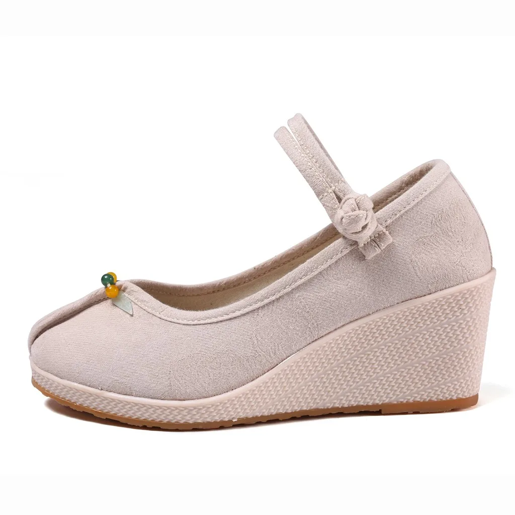 SAGACE/обувь с вышивкой Женская обувь в винтажном стиле изящная элегантная Тканевая