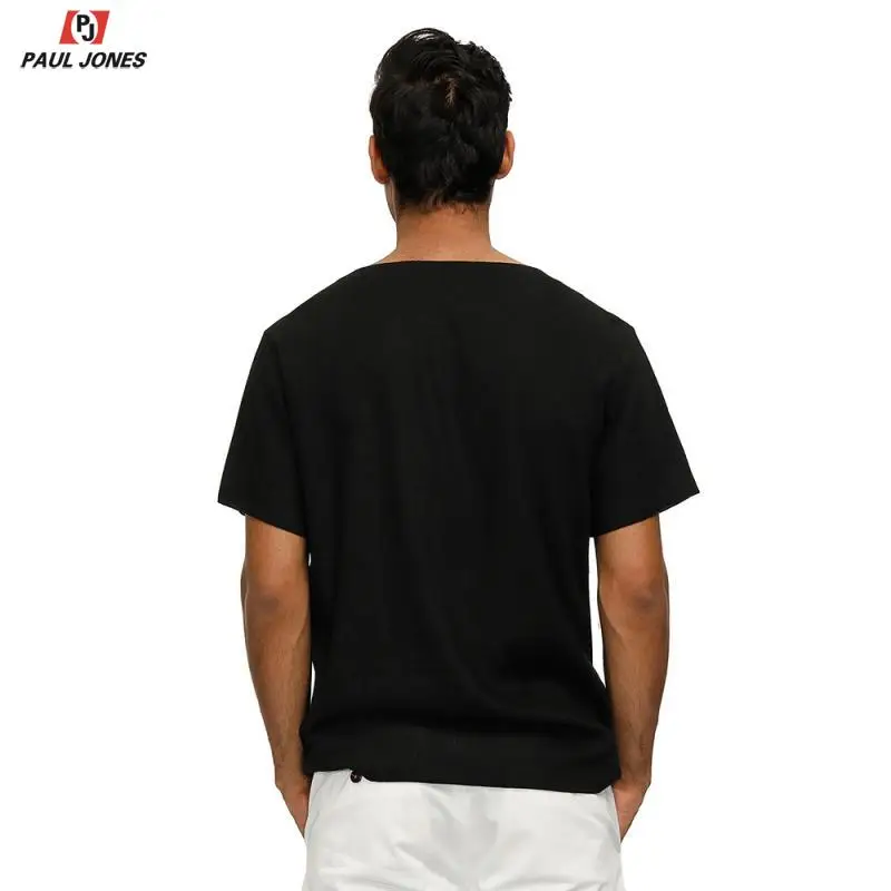 Мужская рубашка из вискозы и льна на шнуровке PAUL JONES стильные летние пляжные