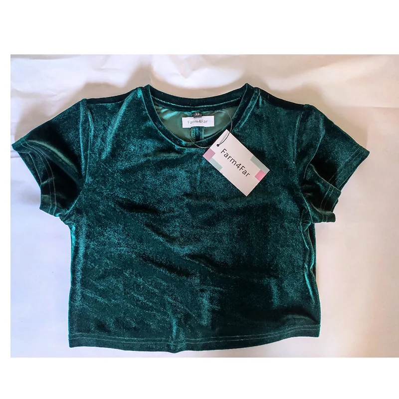 

Farm4Far Women Velvet Crop Top T Shirts