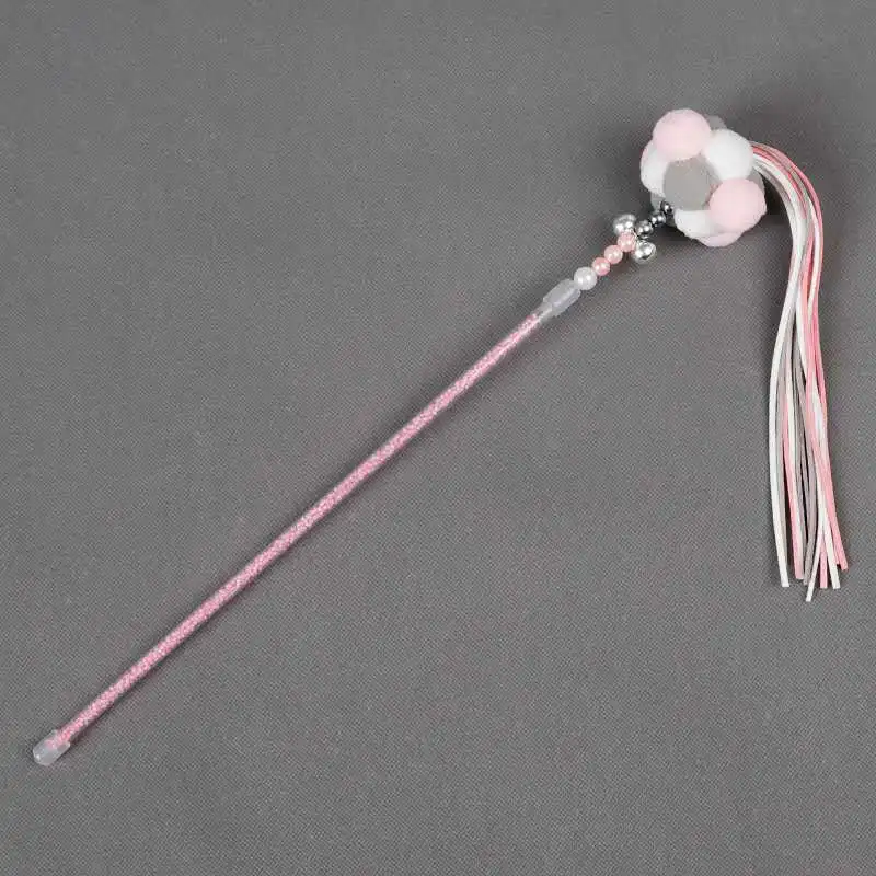 

Fairy funny cat stick handmade plush ball tassel bell feather cat toy ZD