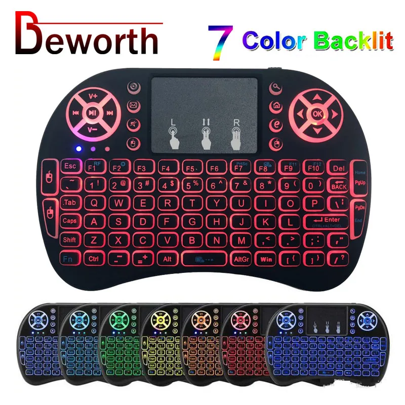 Цветная Беспроводная клавиатура i8 Mini с подсветкой 2 4 ГГц тачпадом пульт