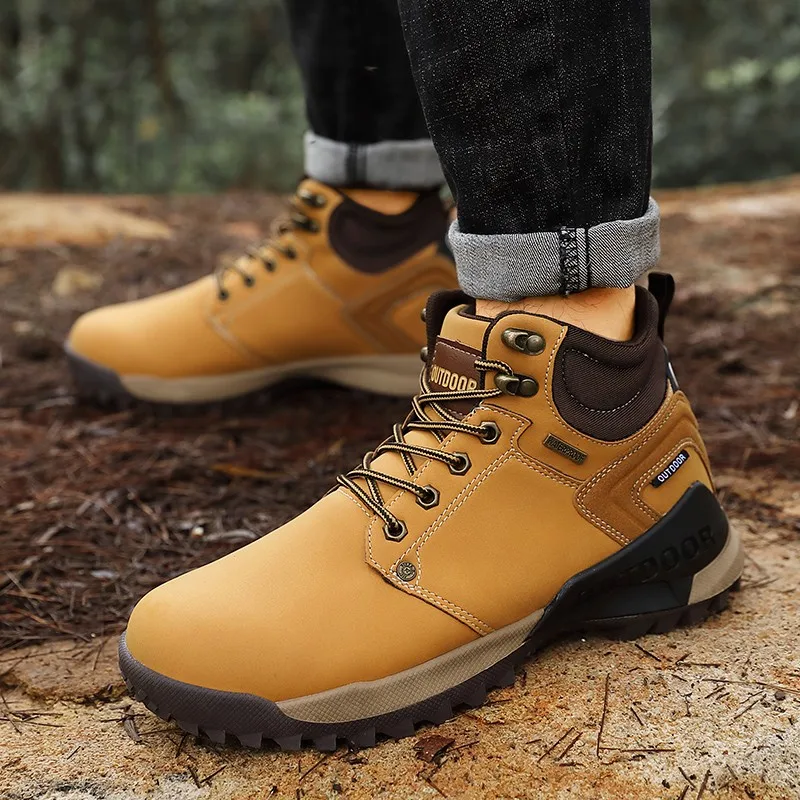 Мужские Нескользящие кроссовки для активного отдыха походные ботинки зимние
