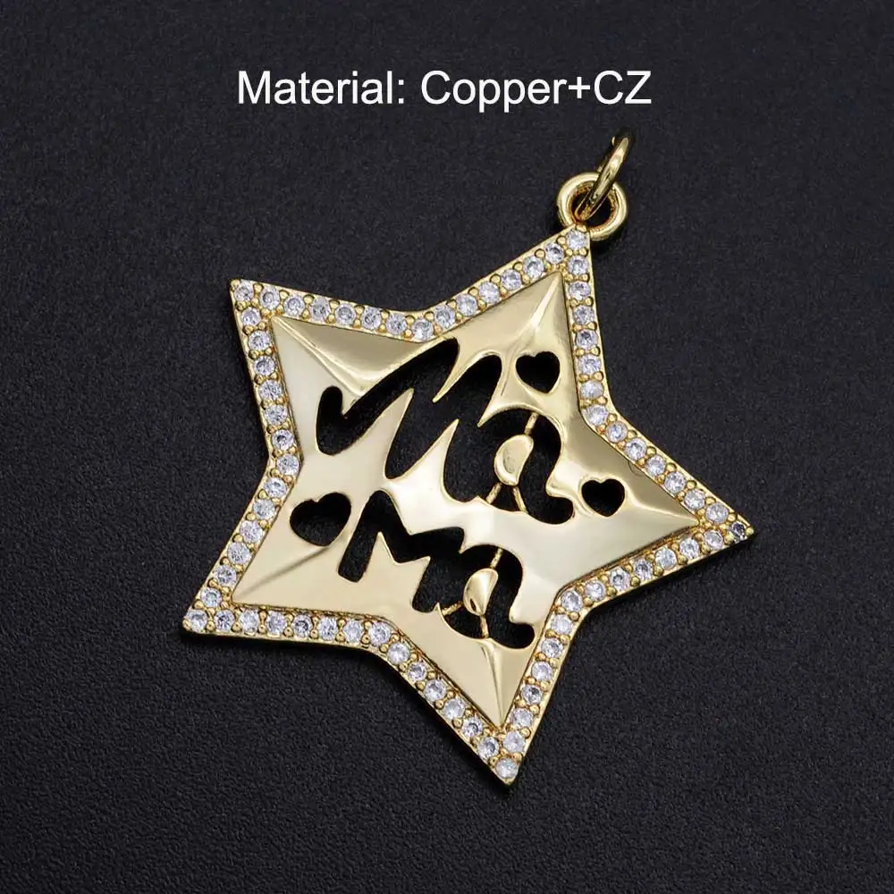 5 шт./лот 29x30 мм микро проложить CZ Мода Mama Star амулеты оптовая продажа 100% Медь