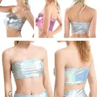 Женская модная индивидуальная металлическая Майка без бретелек, однотонный бюстье, укороченный топ-труба, товары для вечерние и клубов