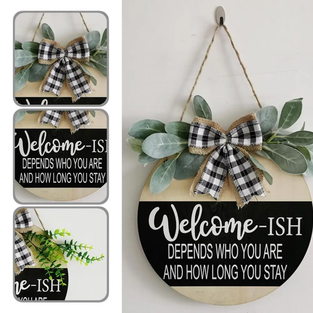 

3 вида стилей отличный приветственный знак с искусственными листьями, практичный декоративный знак, привлекательный для дома