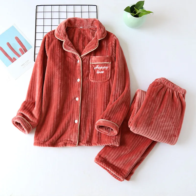 Новый Зимний утолщенный фланелевый Пижамный костюм для пар мужчин и женщин