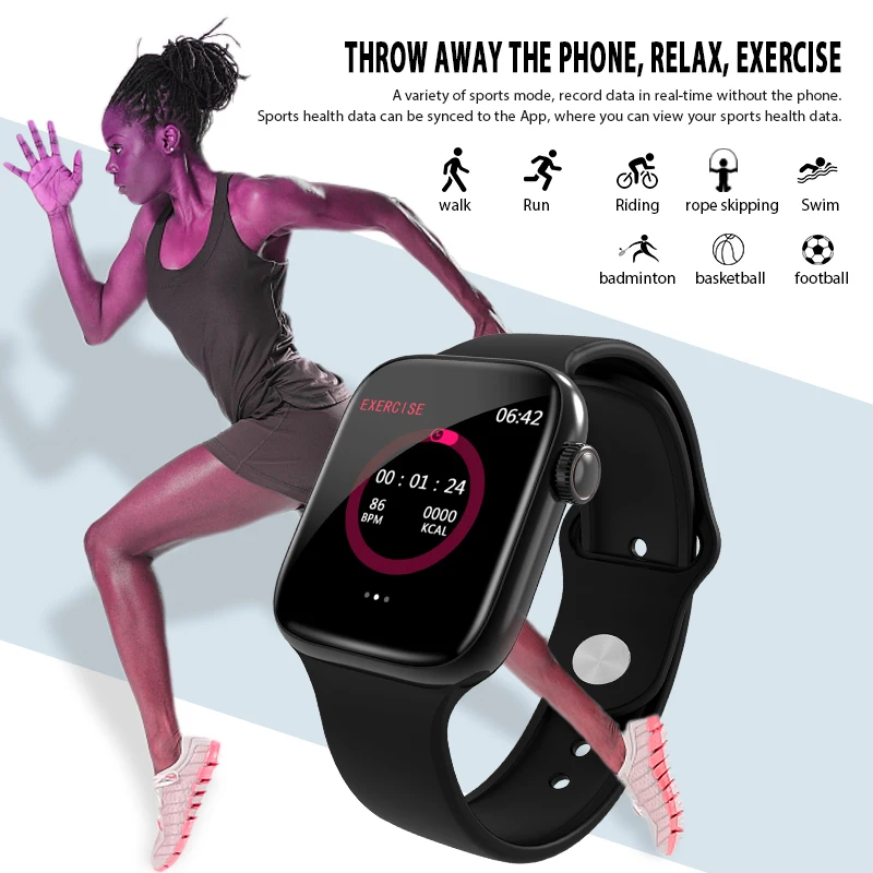 Lerbyee, Смарт-часы, кровяное давление, Bluetooth, фитнес-часы, водонепроницаемые, для мужчин и женщин, напоминание о звонках, умные часы, 4, черные, для iOS, Android