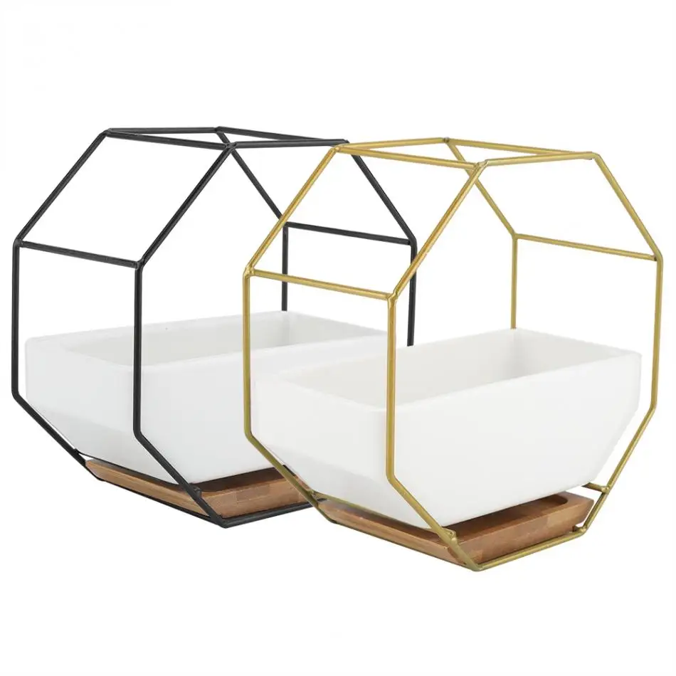

ztgs Creative Pots Nordic Minimalist Geometry Gold Iron Shelf Succulent Desk Plant Pot Green Flower Pot Desktop Pot Home