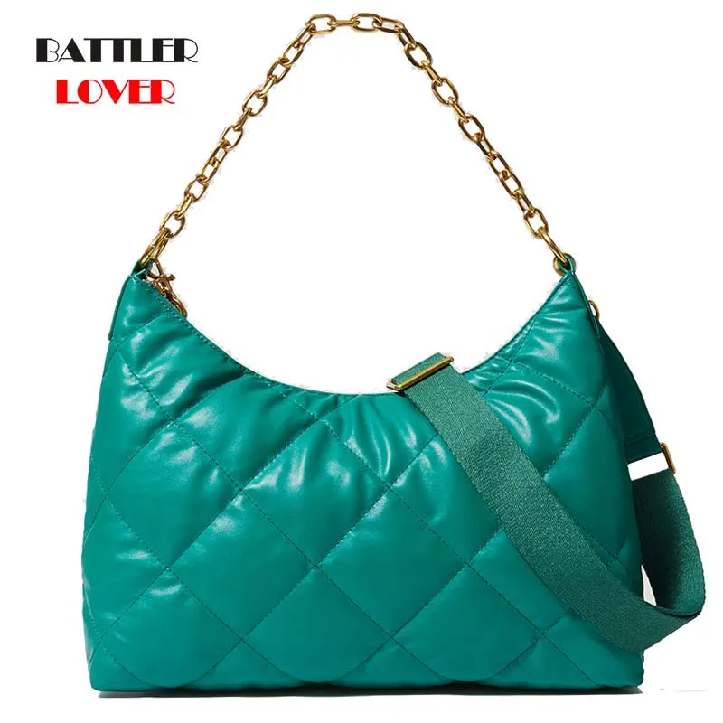 

New Down Shoulder Bags For Women Diamond Lattice Handbags Female Luxury Brand Crossbody Purses Ladies Retro Style Winter Flaps