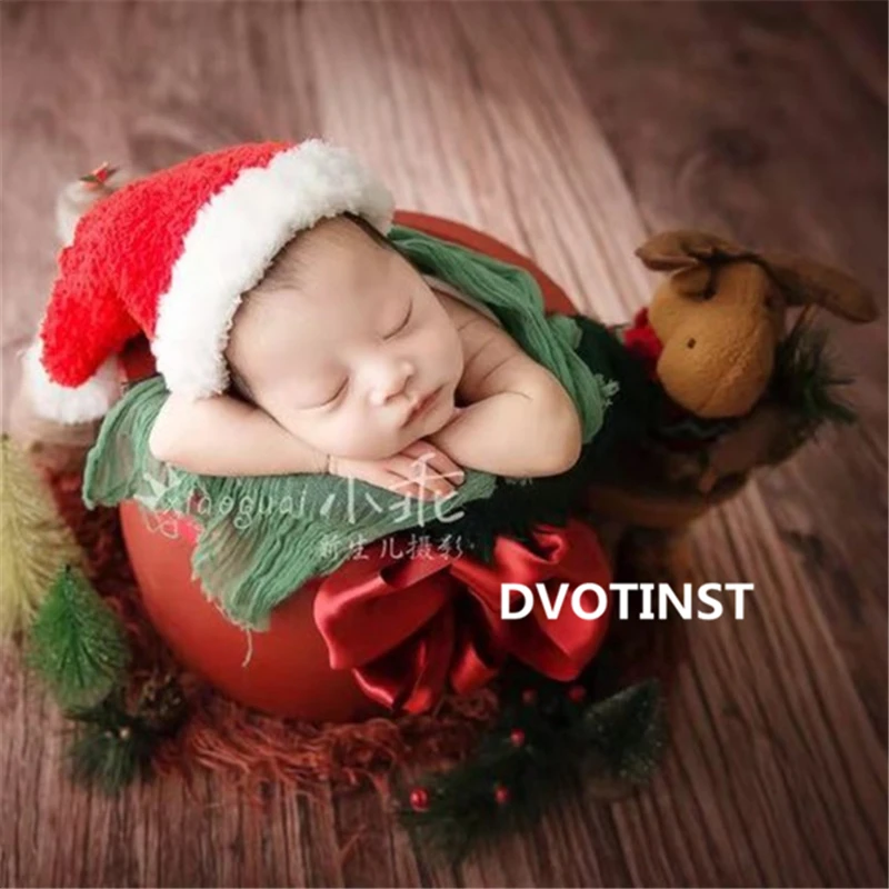 Dvotinst Newborn Baby Photography Props Santa Claus Cute Bonnet Christmas Hat Fotografia Accessory Studio Shoots Photo Props