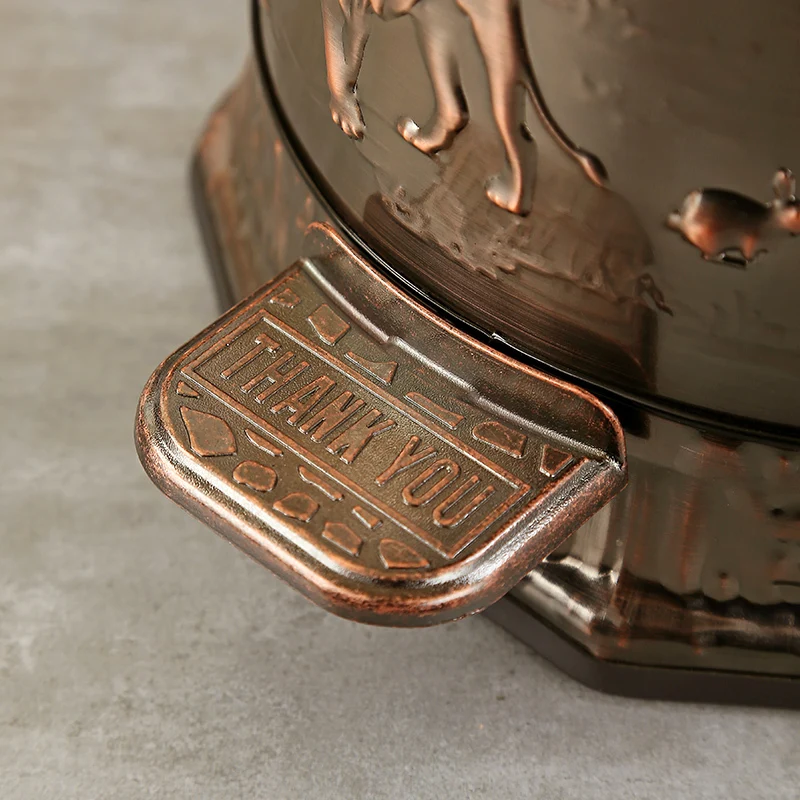 

Luxury 10/6 gold color stainless steel metal trash bins garbage cans with foot pedal trash box for home decor LJT011