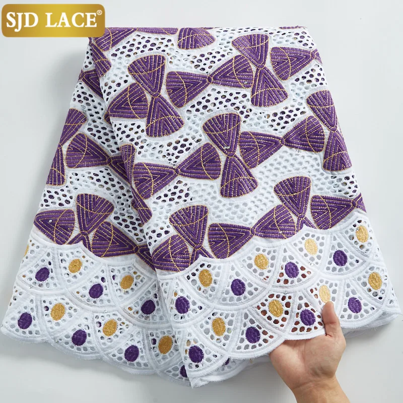 

SJD LACE Swiss 100%Cotton Lace In Switzerland High Quality African Lace Fabric Embroidery Dubai Style For Wedding Party SewA2282