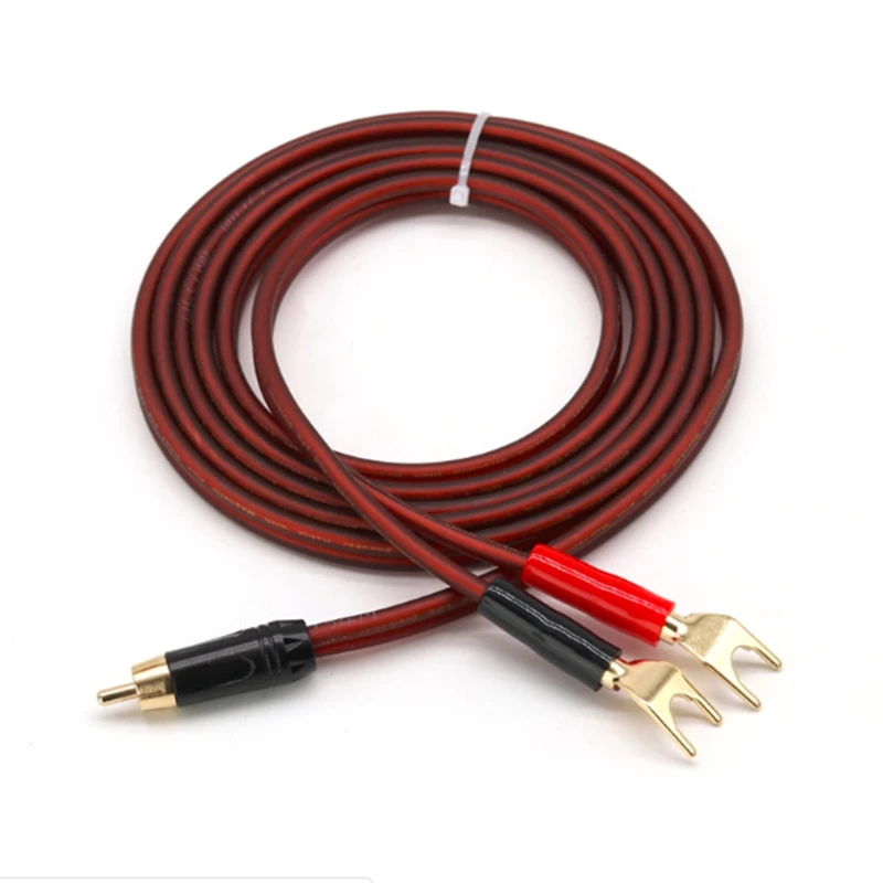 

Premium Active Speaker Cable RCA to 2Y Spade Plug 2.0Pin for Sound Mixer AMP Gold Plating Banana OFC Audio Cable 1M 2M 3M 5M 8M