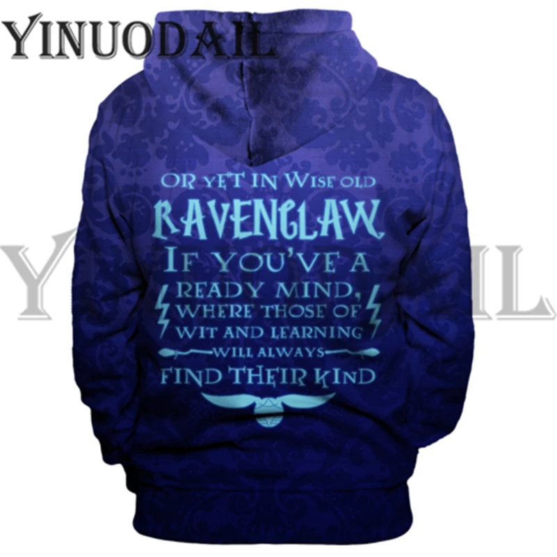 YINUODAIL мужские спортивные толстовки Wizardry 3D Толстовка Хогвартс Ravenclaw Слизерин комплект уличная Косплей Костюм