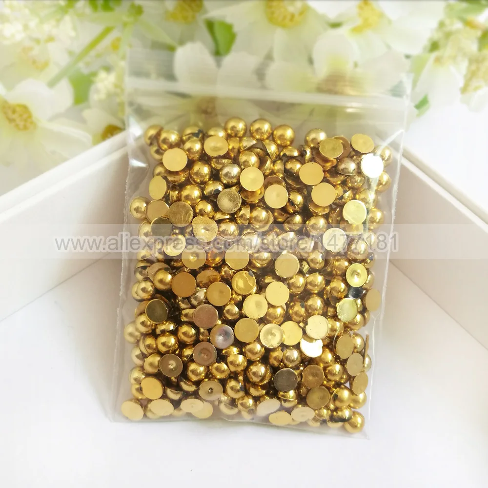 Металлическое золото 5 мм полукруглый жемчуг для изготовления карт имитация
