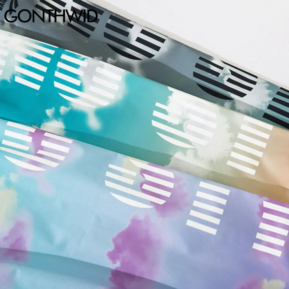 

GONTHWID Pants Streetwear Clouds Print Tie Dye Thin Joggers Pants Hip Hop Harajuku Fashion Casual Loose Baggy Mens Trousers Male