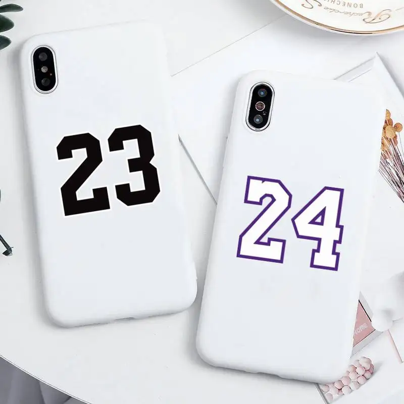 

Basketball Football 23 24 7 13 Phone Case For iphone 13 12 11 Pro Max Mini XS 8 7 6 6S Plus X SE 2020 Candy white Silicone cover