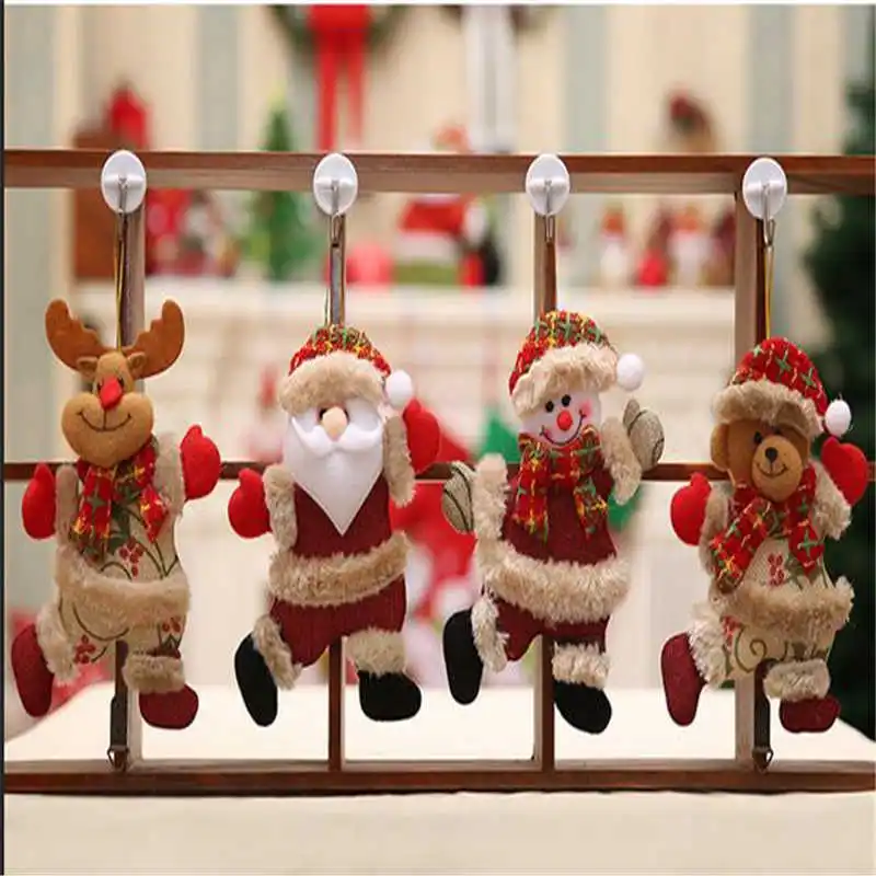 

Christmas tree accessories Christmas doll dancing old man Snowman deer bear fabric puppet small Pendant Gift
