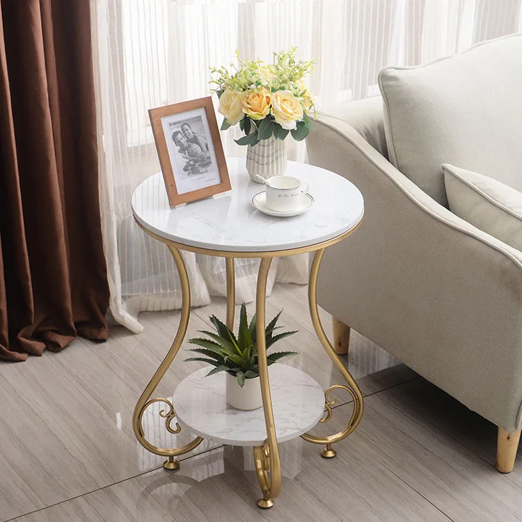 

Мраморный Круглый Журнальный столик с двумя слоями для гостиной, чайный столик, подставка для стола