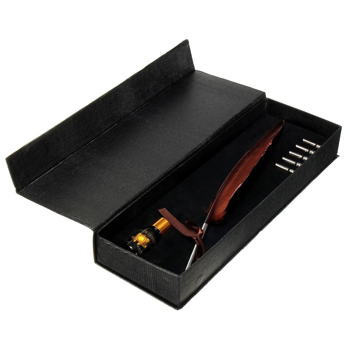 

Vintage Calligraphy Feather Pen Set Dip Water Fountain Pen Metal Nibs Writing Pen With Gift Box Xmas Wedding Gift Quill Ink Pen