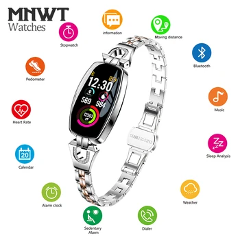 MNWT H8 Fashion Smart Wristwatches Women Digital Watches Ladies 2022 Waterproof Heart Rate Monitoring Bluetooth For Android IOS 1