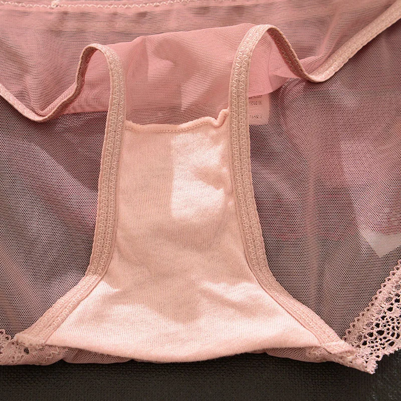 

new Summer sexy lace panties transparent mesh low waist temptation briefs soft high-quality seamless quick-drying panties women