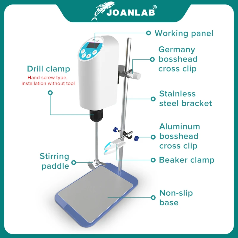 

JOANLAB Official Store Laboratory Stirrer Electric Stirrer Digital Display Overhead Stirrer Lab Mixer Lab Equipment 110V To 220V
